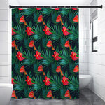 Hawaiian Tropical Flowers Pattern Print Premium Shower Curtain