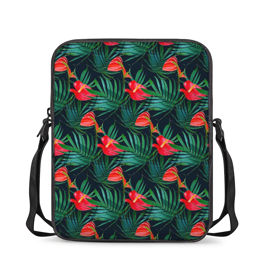 Hawaiian Tropical Flowers Pattern Print Rectangular Crossbody Bag