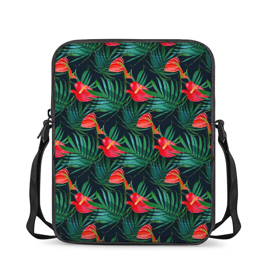 Hawaiian Tropical Flowers Pattern Print Rectangular Crossbody Bag