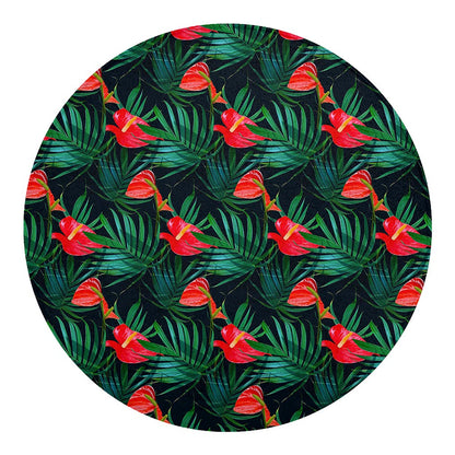 Hawaiian Tropical Flowers Pattern Print Round Blanket