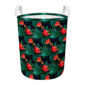 Hawaiian Tropical Flowers Pattern Print Round Laundry Basket