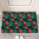 Hawaiian Tropical Flowers Pattern Print Rubber Doormat