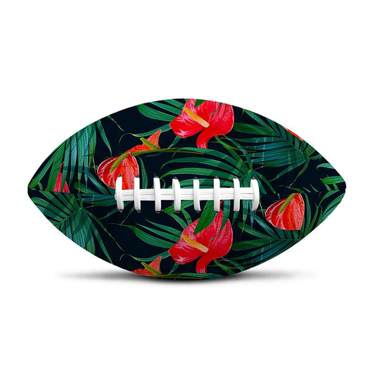Hawaiian Tropical Flowers Pattern Print Rugby Ball