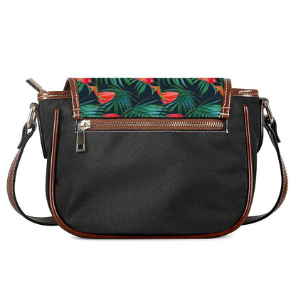 Hawaiian Tropical Flowers Pattern Print Saddle Bag
