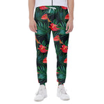 Hawaiian Tropical Flowers Pattern Print Scuba Joggers