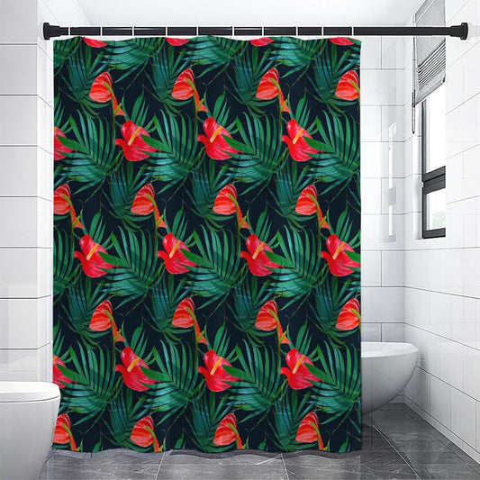 Hawaiian Tropical Flowers Pattern Print Shower Curtain