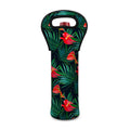 Hawaiian Tropical Flowers Pattern Print Single Neoprene Wine Tote