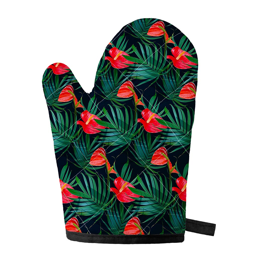 Hawaiian Tropical Flowers Pattern Print Single Oven Mitt