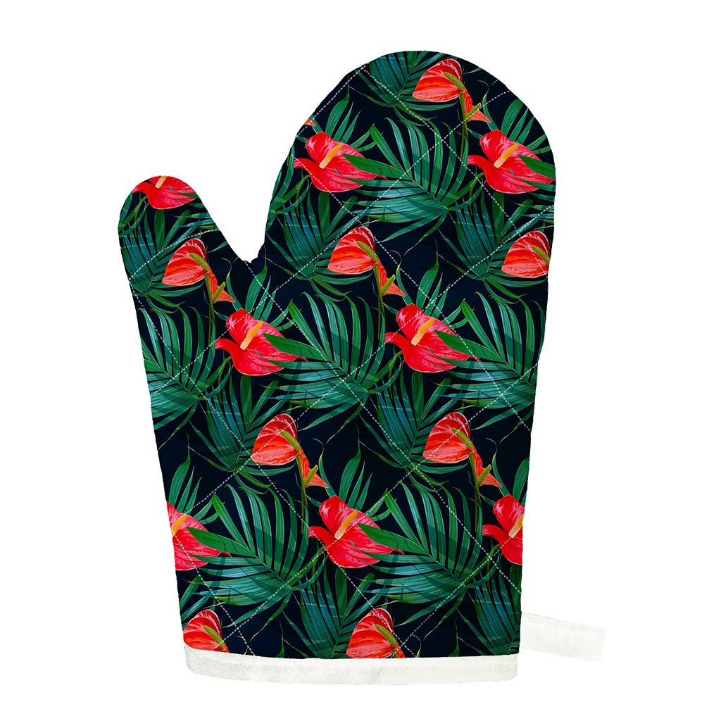 Hawaiian Tropical Flowers Pattern Print Single Oven Mitt