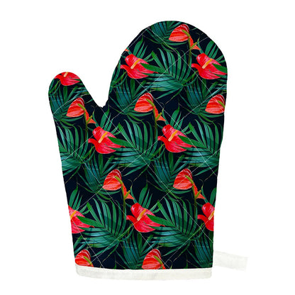 Hawaiian Tropical Flowers Pattern Print Single Oven Mitt
