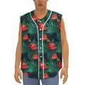 Hawaiian Tropical Flowers Pattern Print Sleeveless Baseball Jersey