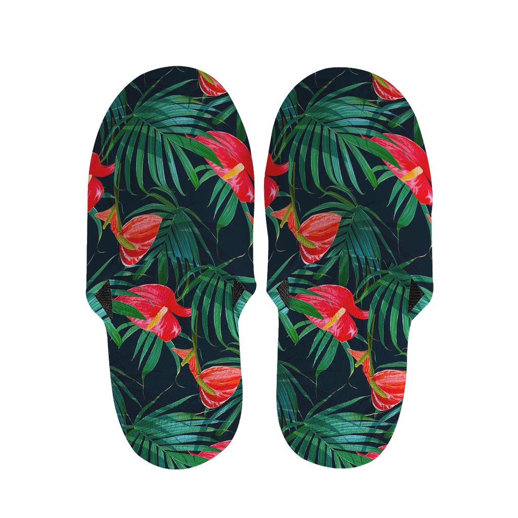 Hawaiian Tropical Flowers Pattern Print Slippers