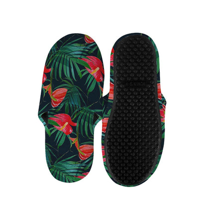 Hawaiian Tropical Flowers Pattern Print Slippers