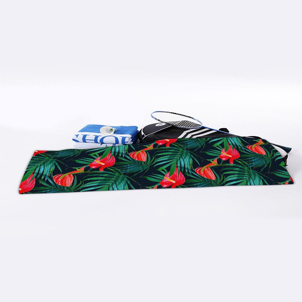 Hawaiian Tropical Flowers Pattern Print Sports Towel