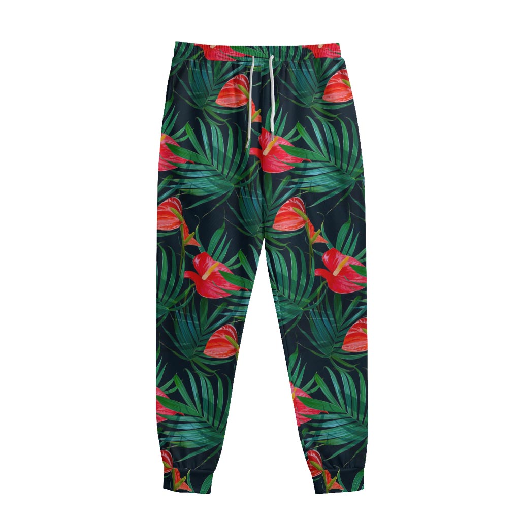 Hawaiian Tropical Flowers Pattern Print Sweatpants