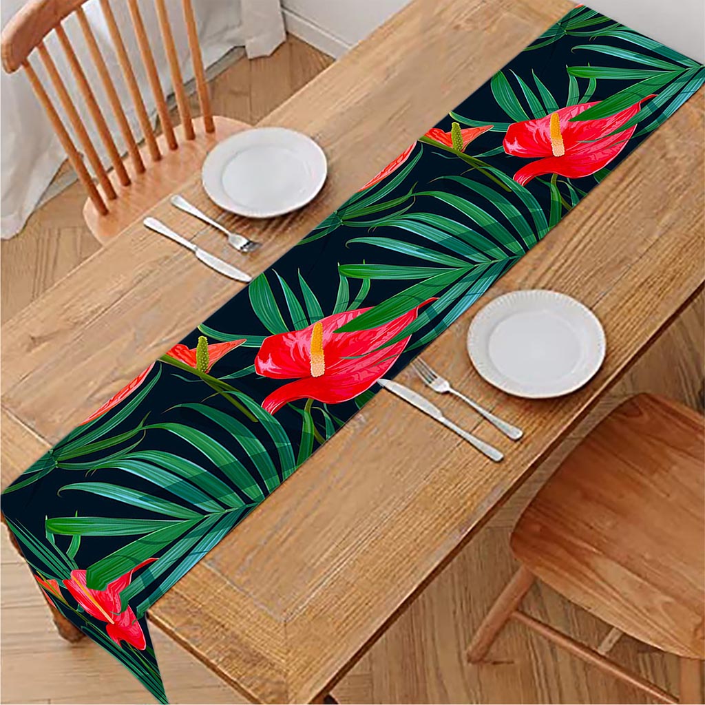 Hawaiian Tropical Flowers Pattern Print Table Runner