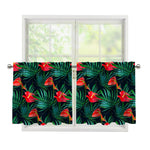 Hawaiian Tropical Flowers Pattern Print Tier Curtains