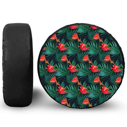 Hawaiian Tropical Flowers Pattern Print Tire Cover