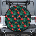 Hawaiian Tropical Flowers Pattern Print Tire Cover With Camera Hole