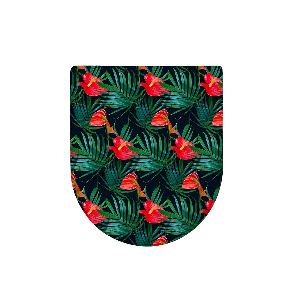 Hawaiian Tropical Flowers Pattern Print Toilet Lid Cover