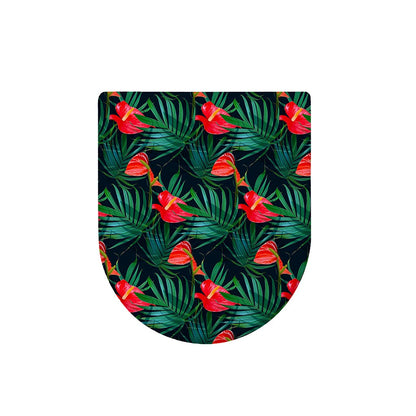 Hawaiian Tropical Flowers Pattern Print Toilet Lid Cover