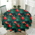Hawaiian Tropical Flowers Pattern Print Waterproof Round Tablecloth