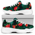 Hawaiian Tropical Flowers Pattern Print White Chunky Shoes