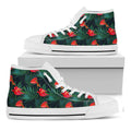 Hawaiian Tropical Flowers Pattern Print White High Top Sneakers