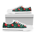 Hawaiian Tropical Flowers Pattern Print White Low Top Sneakers