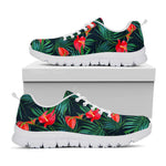 Hawaiian Tropical Flowers Pattern Print White Running Shoes