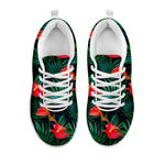 Hawaiian Tropical Flowers Pattern Print White Running Shoes