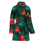 Hawaiian Tropical Flowers Pattern Print Women's Bathrobe
