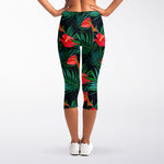 Hawaiian Tropical Flowers Pattern Print Women's Capri Leggings