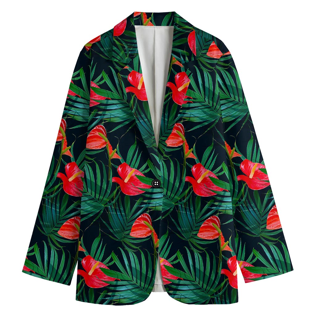 Hawaiian Tropical Flowers Pattern Print Women's Cotton Blazer