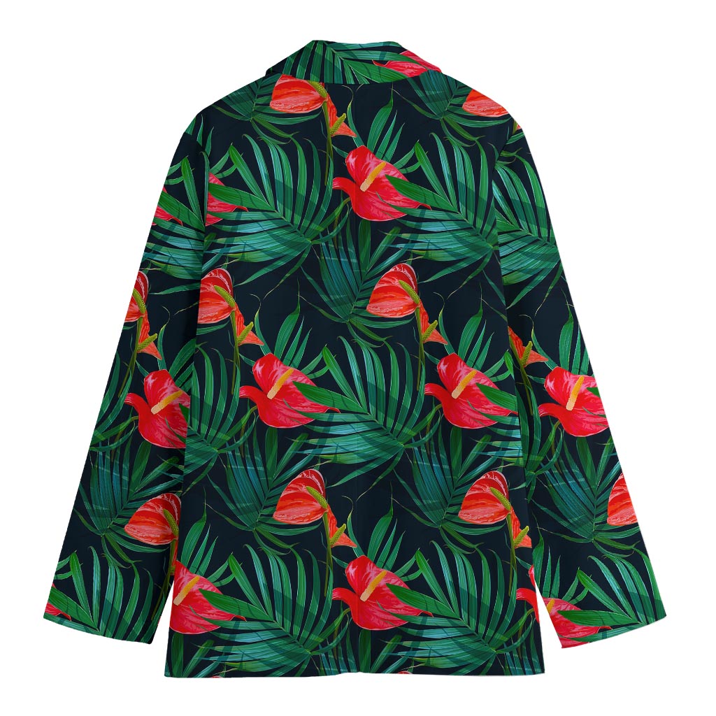 Hawaiian Tropical Flowers Pattern Print Women's Cotton Blazer