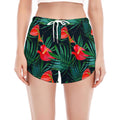 Hawaiian Tropical Flowers Pattern Print Women's Split Running Shorts