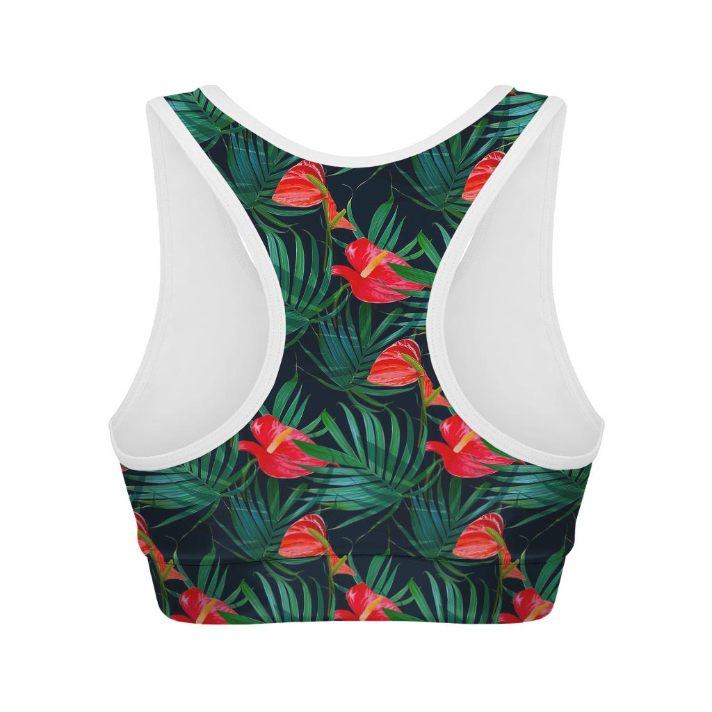 Hawaiian Tropical Flowers Pattern Print Women's Sports Bra