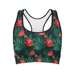 Hawaiian Tropical Flowers Pattern Print Women's Sports Bra
