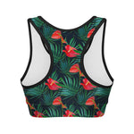 Hawaiian Tropical Flowers Pattern Print Women's Sports Bra