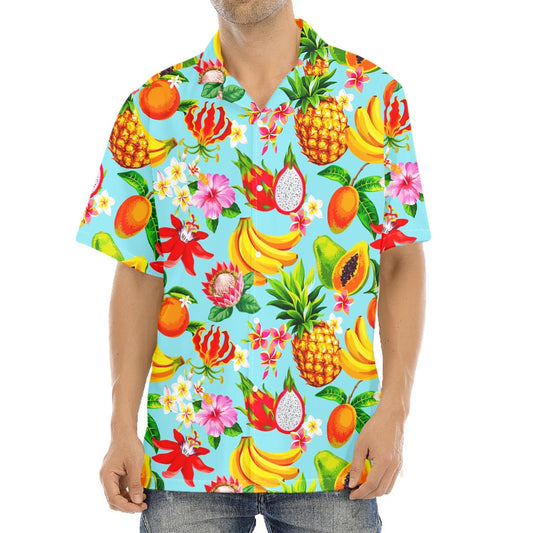 Hawaiian Tropical Fruits Pattern Print Aloha Shirt