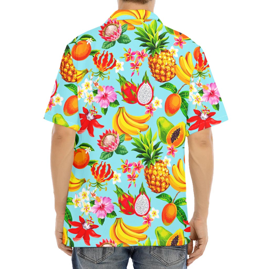 Hawaiian Tropical Fruits Pattern Print Aloha Shirt