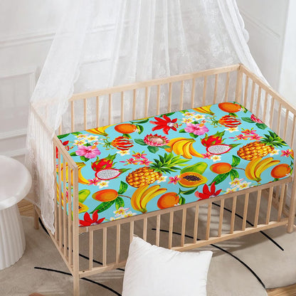 Hawaiian Tropical Fruits Pattern Print Baby Crib Sheet