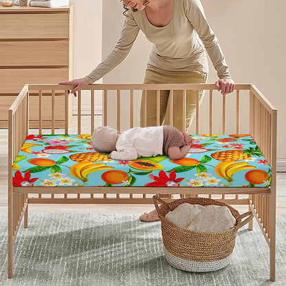 Hawaiian Tropical Fruits Pattern Print Baby Crib Sheet