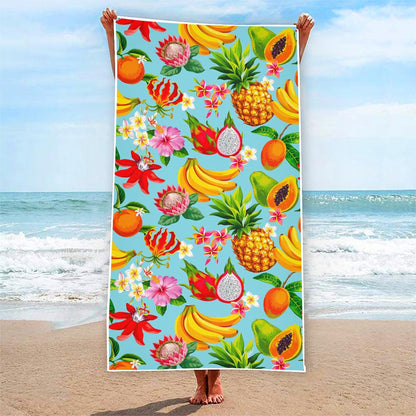 Hawaiian Tropical Fruits Pattern Print Beach Towel