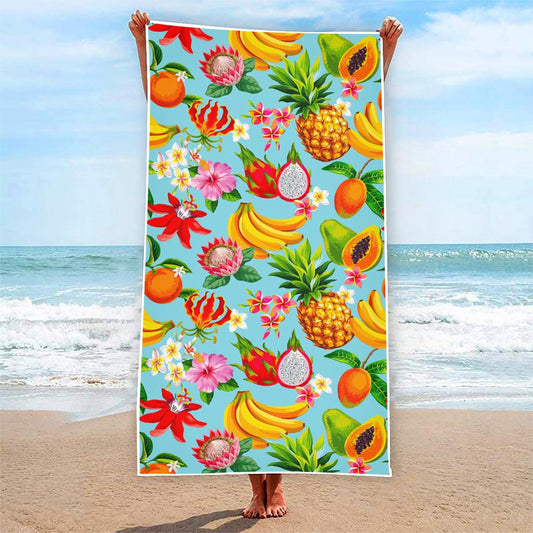 Hawaiian Tropical Fruits Pattern Print Beach Towel