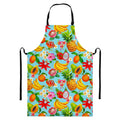 Hawaiian Tropical Fruits Pattern Print Bib Apron With Pocket