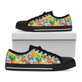 Hawaiian Tropical Fruits Pattern Print Black Low Top Sneakers