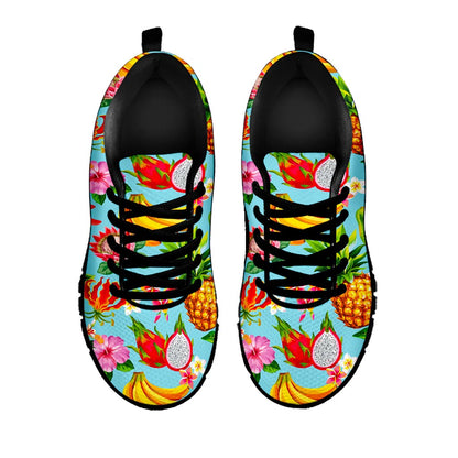 Hawaiian Tropical Fruits Pattern Print Black Running Shoes