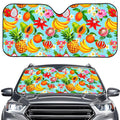 Hawaiian Tropical Fruits Pattern Print Car Windshield Sun Shade