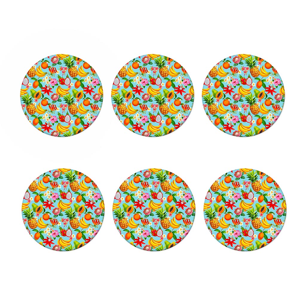 Hawaiian Tropical Fruits Pattern Print Coaster Set